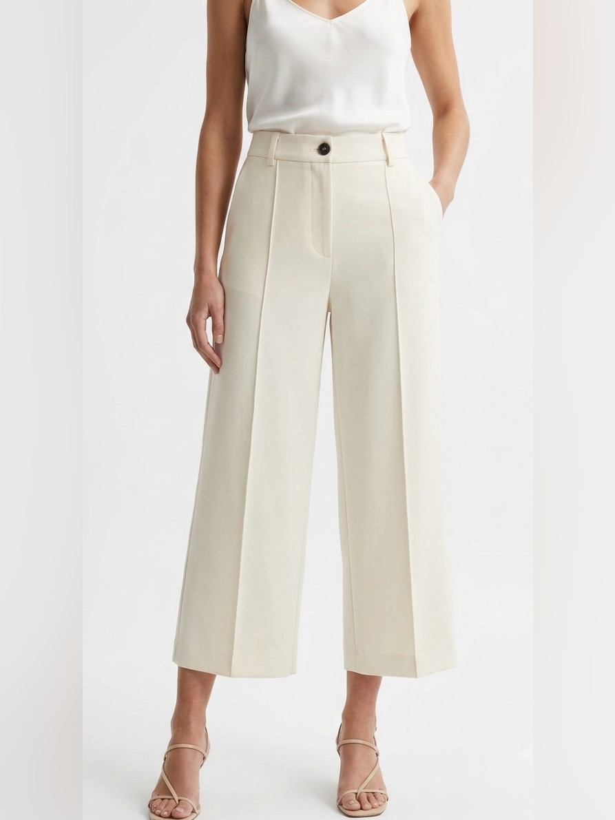 Glam Cream Wide-Leg Crop Trousers